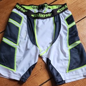 Champro Kids White and Black Athletic Shorts with Neon Accents